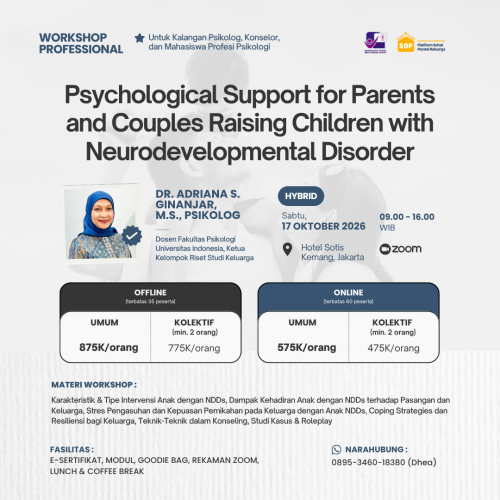 Workshop for Professional: Psychological Support for Parents and Couples Raising Children with Neurodevelopmental Disorder - ONLINE